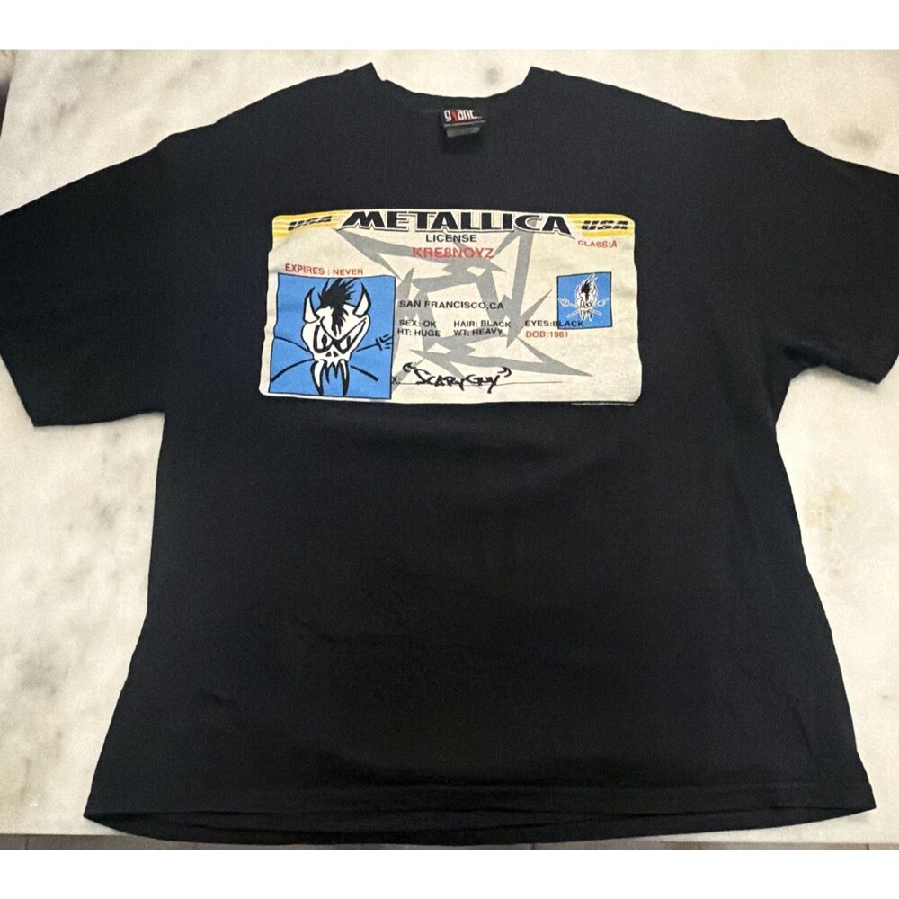 VTG Giant 2003 Metallica Drivers License California Plate Scary  Guy T-Shirt XL